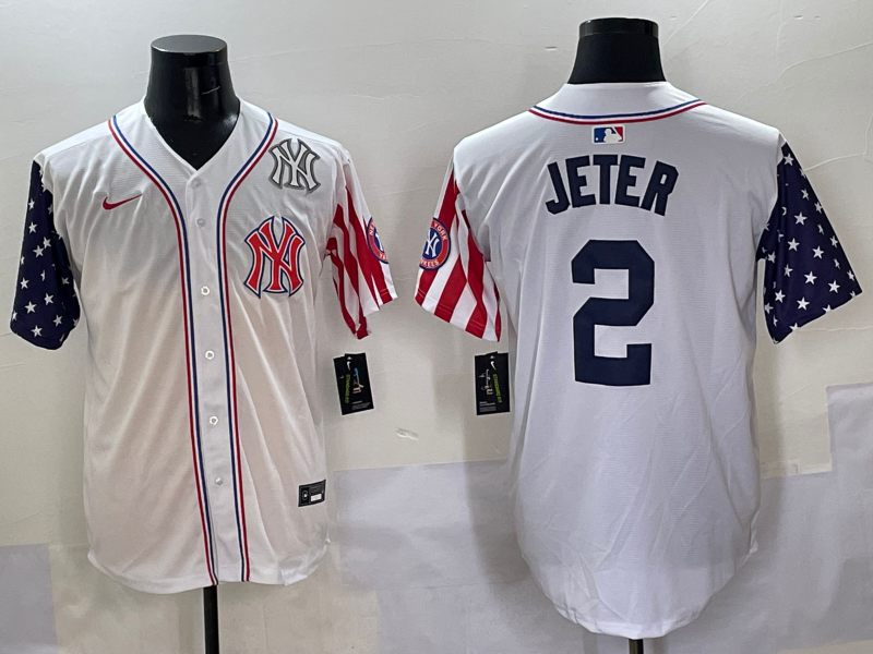 Men 2025  MLB New York Yankees #2 Jeter white jersey style 7->new york yankees->MLB Jersey